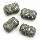 Pave Diamond Spacer Cushion Beads 925 Silver Diamond Beads Necklace Findings.