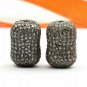 Pave Diamond Spacer Cushion Beads 925 Silver Diamond Beads Necklace Findings.