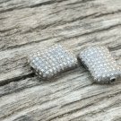 Pave Diamond Cushion Beads 925 Silver Diamond Beads Jewelry Findings Connector.
