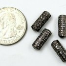 Spacer Beads Pave Diamond Long Cylinder Beads 925 Silver Wholesale Beads Finding