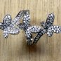 Pave Diamond Butterfly Ring 925 Silver Diamond Holiday Ring Gift Diamond Jewelry