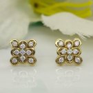 14k Solid Gold Minimalist Square Earring Natural Diamond Dainty Bridal Earring.