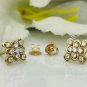 14k Solid Gold Minimalist Square Earring Natural Diamond Dainty Bridal Earring.
