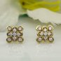 14k Solid Gold Minimalist Square Earring Natural Diamond Dainty Bridal Earring.