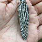Feather Pendant Pave Diamond Pendant 925 Silver Diamond Pendant For Birthday.