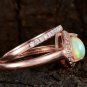 Ethiopian Opal Halo Ring 925 Silver Pave Diamond Anniversary Ring Fine Jewelry.