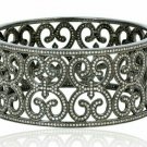 Pave Diamond Victorian Style Bracelet 925 Silver Diamond Wedding Day Gift Charm.