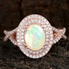 Ethiopian Opal Halo Ring 925 Silver Pave Diamond Engagement Ring Gift Fine Ring. Ethiopian Opal Halo Ring 925 Silver Pave Diamond Engagement Ring Gift Fine Ring.