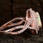 Ethiopian Opal Halo Ring 925 Silver Pave Diamond Engagement Ring Gift Fine Ring.