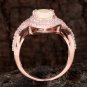 Ethiopian Opal Halo Ring 925 Silver Pave Diamond Engagement Ring Gift Fine Ring.