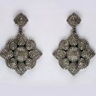 Flower Dangle Earring Pave Diamond 925 Silver Diamond Genuine Handmade Jewelry. Flower Dangle Earring Pave Diamond 925 Silver Diamond Genuine Handmade Jewelry.