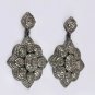 Flower Dangle Earring Pave Diamond 925 Silver Diamond Genuine Handmade Jewelry.