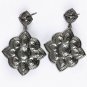 Flower Dangle Earring Pave Diamond 925 Silver Diamond Genuine Handmade Jewelry.