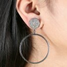 Pave Diamond Dangle Hoop Earring 925 Silver Diamond Earring Bridal Gift.