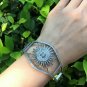 Sunburst Bracelet Pave Diamond Cuff Bracelet 925 Silver Diamond Bangle Jewelry.