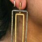 Pave Diamond Rectangle Dangle Earring 925 Silver Diamond Long Wedding Earring.