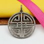 Pave Diamond Designer Circle Pendant 925 Silver Handmade Diamond Valentines Gift