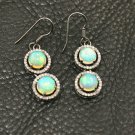 Natural Diamond Opal Earring 925 Silver Diamond Dangle Ethiopian Opal Earring.