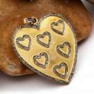 Pave Diamond Pendant 925 Silver Two Tone Heart Pendant Handmade Pendant Gift.