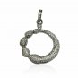 Round Pendant Pave Diamond 925 Silver Diamond Fine Jewelry Pendant.