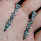 Pave Diamond Long Dangle Arrow Head Earring 925 Silver Diamond 14k Gold Earring.