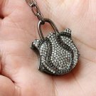 Natural Diamond Padlock Necklace 925 Sterling Silver Everyday Fashion Jewelry. Natural Diamond Padlock Necklace 925 Sterling Silver Everyday Fashion Jewelry.