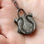 Natural Diamond Padlock Necklace 925 Sterling Silver Everyday Fashion Jewelry.