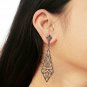 925 Sterling Silver Pave Diamond Long Dangle Earring Diamond Wedding Jewelry.