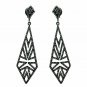 925 Sterling Silver Pave Diamond Long Dangle Earring Diamond Wedding Jewelry.
