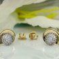 Half Heart Diamond Earring 14k Solid Gold Ear Stud For Girlfriend Birthday Gift.