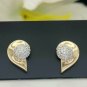 Half Heart Diamond Earring 14k Solid Gold Ear Stud For Girlfriend Birthday Gift.