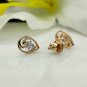 14k Solid Gold Drop Shape Ear Stud Natural Diamond Earring For Girlfriend Gift.