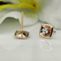 Tiny Square Diamond Earring 14k Solid Gold Women Birthday Rose Gold Ear Stud.
