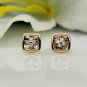 Tiny Square Diamond Earring 14k Solid Gold Women Birthday Rose Gold Ear Stud.