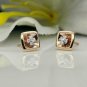 Tiny Square Diamond Earring 14k Solid Gold Women Birthday Rose Gold Ear Stud.