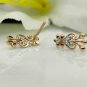 Flower Earring 14k Solid Gold Diamond Floral Studs Earrings Birthday Ear Gift.