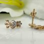 Flower Earring 14k Solid Gold Diamond Floral Studs Earrings Birthday Ear Gift.