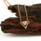 Natural Three Diamond Triangle Charm Pendant 14k Solid Gold Minimalist Jewelry. Natural Three Diamond Triangle Charm Pendant 14k Solid Gold Minimalist Jewelry.