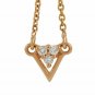Natural Three Diamond Triangle Charm Pendant 14k Solid Gold Minimalist Jewelry.
