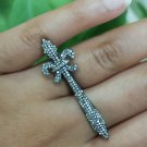 Pave Diamond Fleur De Lis Ring 925 Silver Diamond Handmade Wedding Ring Gift. Pave Diamond Fleur De Lis Ring 925 Silver Diamond Handmade Wedding Ring Gift.