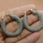 Pave Diamond Hoop Earring 925 Silver Diamond Wedding Gift Earring Fine Jewelry.