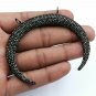 Pave Diamond Moon Pendant 925 Silver Double Bail Horn Pendant For Birthday Gift.