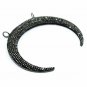 Pave Diamond Moon Pendant 925 Silver Double Bail Horn Pendant For Birthday Gift.