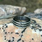 Pave Diamond Band 3 Row Diamond Band 925 Silver Diamond Ring For Wedding Gift.
