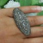 Pave Diamond Long Ring 925 Silver Designer Diamond Ring Wedding Bridal Ring Gift