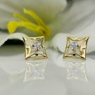 14k Solid Gold Minimalist Square Diamond Earring Tiny Diamond Designer Stud Gift 14k Solid Gold Minimalist Square Diamond Earring Tiny Diamond Designer Stud Gift