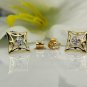 14k Solid Gold Minimalist Square Diamond Earring Tiny Diamond Designer Stud Gift