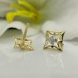 14k Solid Gold Minimalist Square Diamond Earring Tiny Diamond Designer Stud Gift