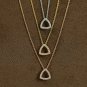 Trillion Shaped Necklace Diamond Proposal Necklace 14k Solid Gold Mini Necklace.