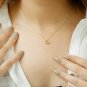 Trillion Shaped Necklace Diamond Proposal Necklace 14k Solid Gold Mini Necklace.